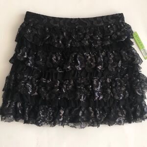 ALICE + OLIVIA LAYRED LACE RUFFLE SKIRT